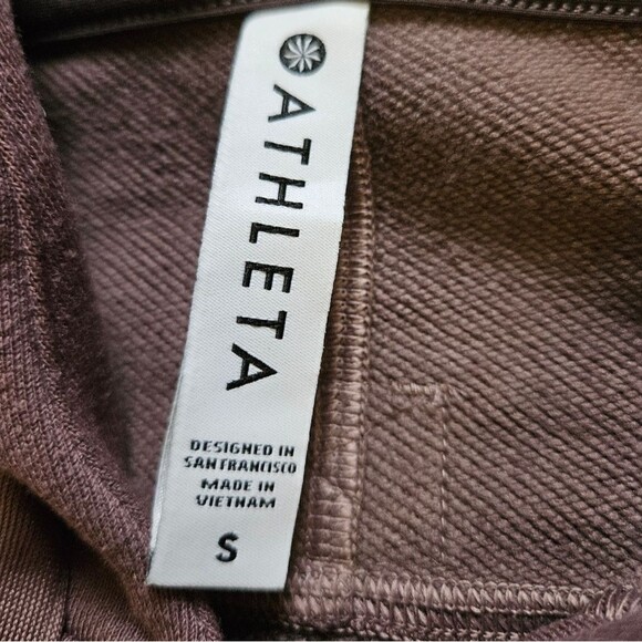 Athleta Recover Hoodie Women's Small Smoked Almond Brown Drawstring Gym EUC - Picture 4 of 8